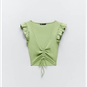Zara green ruffled crop top